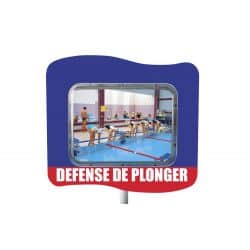Miroir avec message "DEFENSE DE PLONGER" - 600 x 800 mm